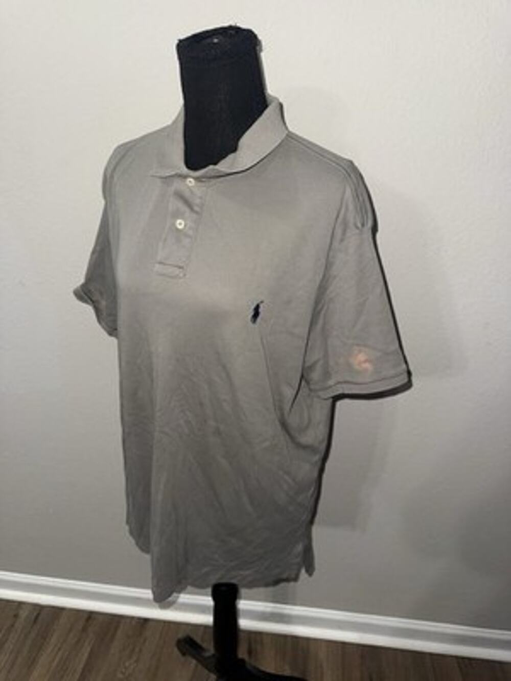 Polo Ralph Lauren Mens XL Short Sleeve Polo Shirt Gray Pony Logo Pique Cotton